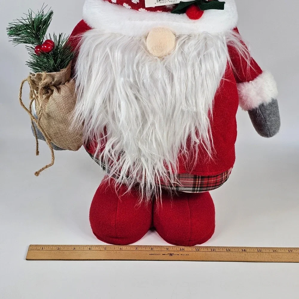 Holiday Time Floor Standing Gnome Expandable Christmas Decor Red Plaid 41